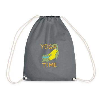 Yoga Time ! Cute Kitten doing Sport, Yoga Katze <3 - Turnbeutel - Grau - Vorne