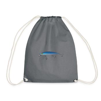 Wobbler Angelkköder Angler Raubfisch Geschenk - Turnbeutel - Grau - Vorne