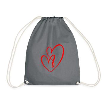 Entwined hearts - red - Drawstring Bag - grey - Front