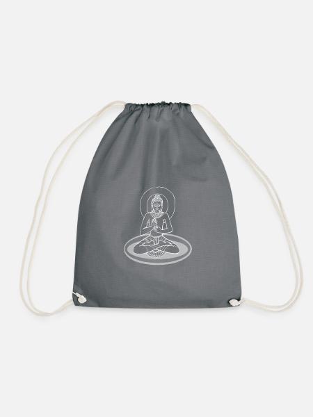 Sitting Buddah - Drawstring Bag - grey