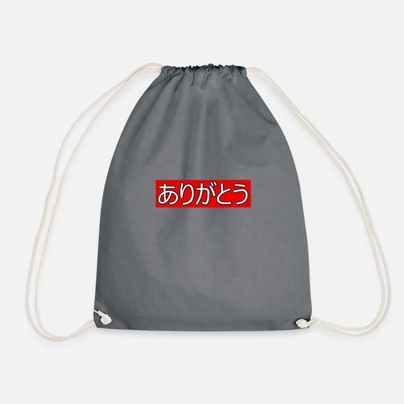 Arigato Danke Japanisch Schrift Geschenk Idee - Turnbeutel - Grau