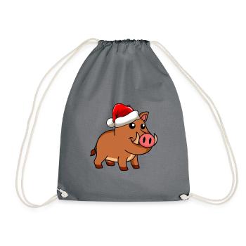 Wild Boar Comic Christmas - Drawstring Bag - grey - Front