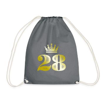 28 Zahl Krone Gold - Turnbeutel - Grau - Vorne