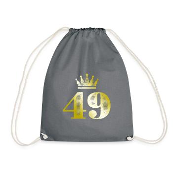 49 Zahl Krone Gold - Turnbeutel - Grau - Vorne