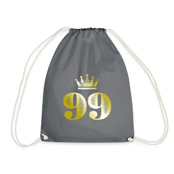 99 Zahl Krone Gold - Turnbeutel - Grau - Vorne