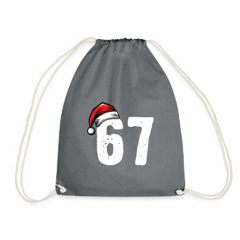 67 Zahl Weihnachten - Turnbeutel - Grau - Vorne