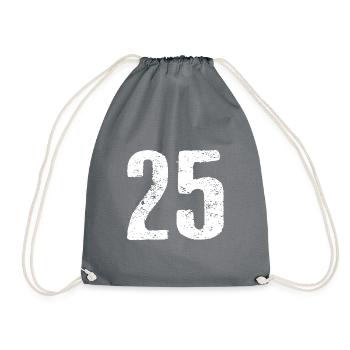 25 Zahl Vintage - Turnbeutel - Grau - Vorne