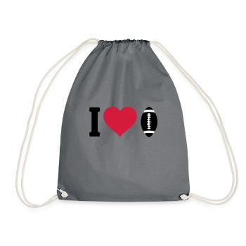 I love football - Drawstring Bag - grey - Front