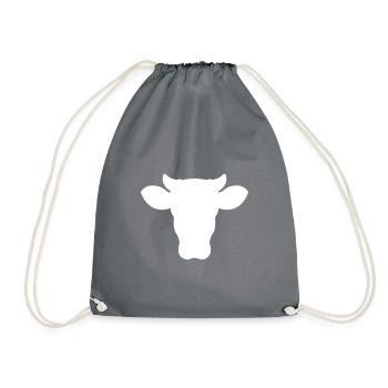 cow head symbol - Drawstring Bag - grey - Front