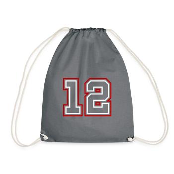12 Number number - Drawstring Bag - grey - Front