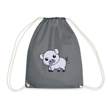 Pig Comic Animal - Drawstring Bag - grey - Front