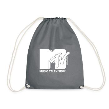 MTV Music Television Logo In Schwarz-Weiß - Turnbeutel - Grau - Vorne