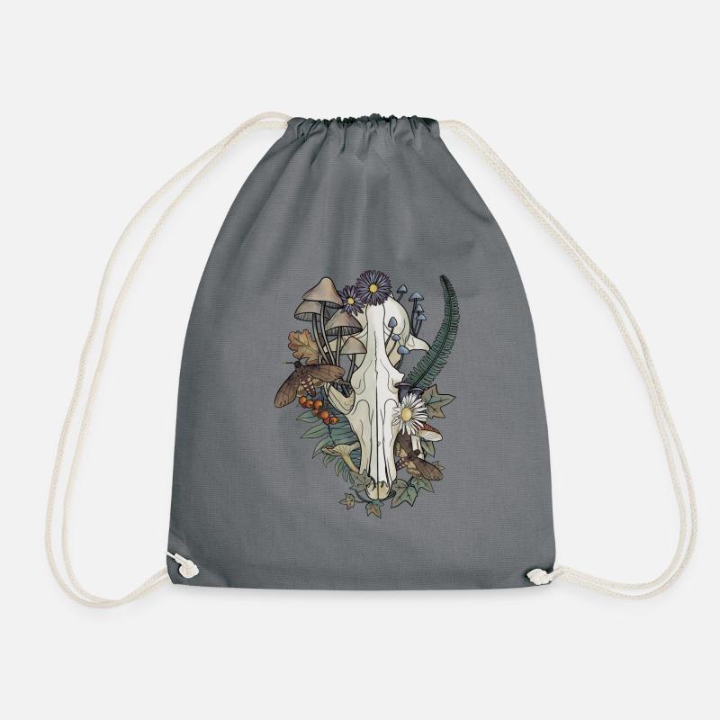 Autumnal Fox Skul - Drawstring Bag - grey