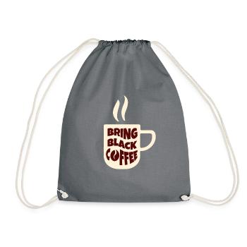 schwarzer Kaffee Kaffeetasse Bohne Rösterei - Turnbeutel - Grau - Vorne