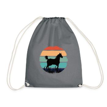 Pferde Retro Vintage - Turnbeutel - Grau - Vorne