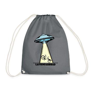 Ufo, Lastenfahrrad, Lastenrad, Cargobike, Alien - Turnbeutel - Grau - Vorne