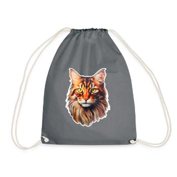Maine Coon Cat Head - Drawstring Bag - grey - Front