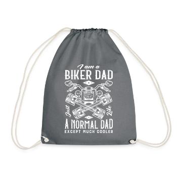 Biker Dad, Cool Motorcycle Father - Drawstring Bag - grey - Front