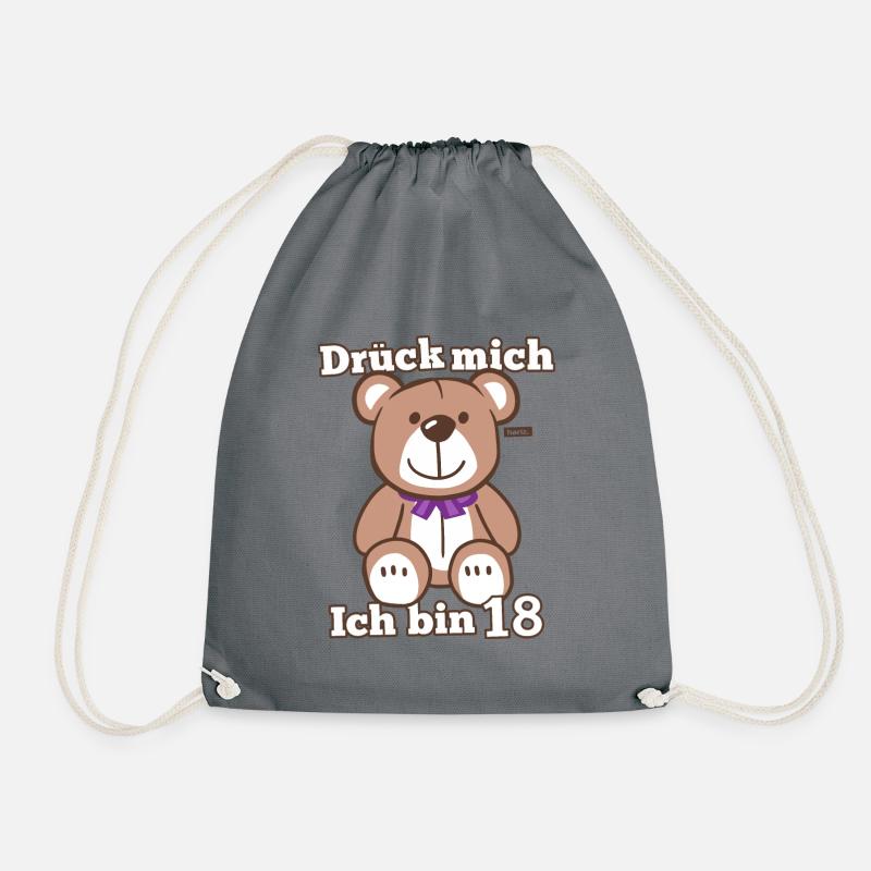 Drück Mich Ich Bin Über 18 Teddybär 18 Geburtstag - Turnbeutel - Grau