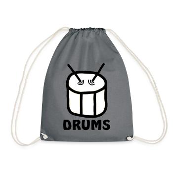 drums Schlagzeug Band Musik Trommel - Turnbeutel - Grau - Vorne