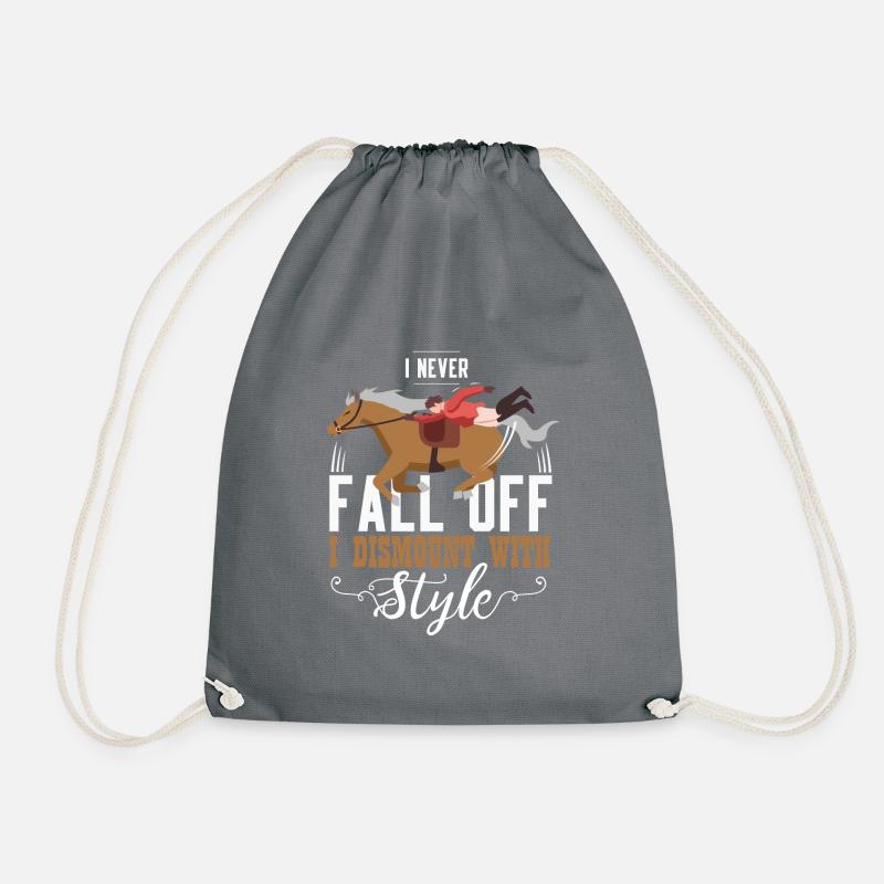 I Never Fall Off I Dismount With Style Gift - Drawstring Bag - grey