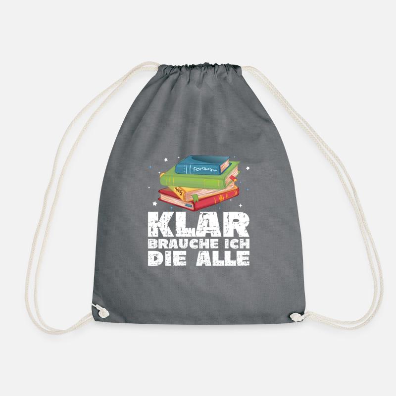 Bücher lesen Bücherwurm - Turnbeutel - Grau
