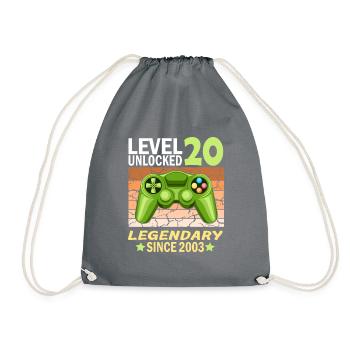 20. Geburtstag Gamer zocken Geburtstjahr 2003 - Turnbeutel - Grau - Vorne