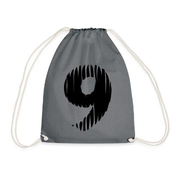 9 Zahl Trikot - Turnbeutel - Grau - Vorne