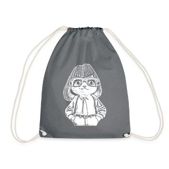 Young kitten as a commissioner with a stern look - Drawstring Bag - grey - Front