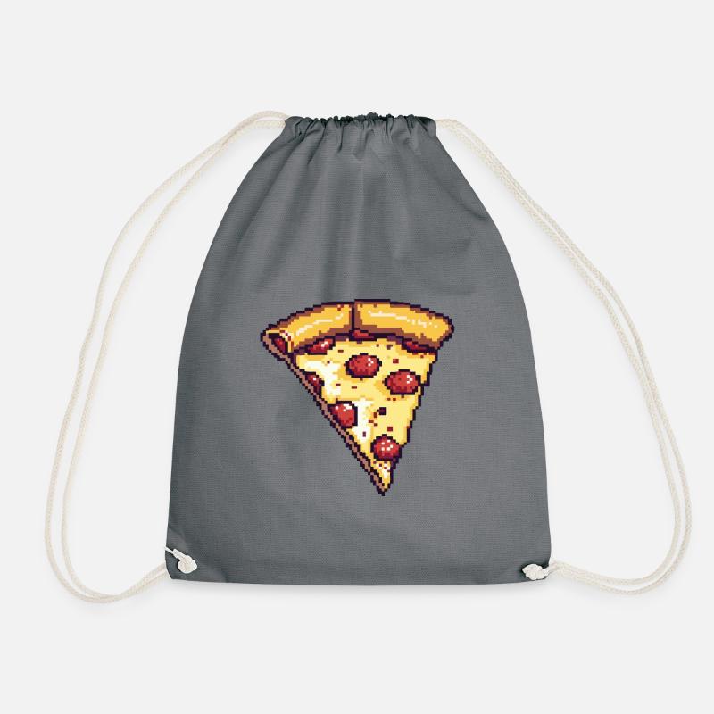 Pizza Pixel Symbol - Turnbeutel - Grau
