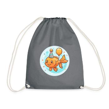 Poisson rouge anniversaire bébé - Sac de sport léger - gris - Devant
