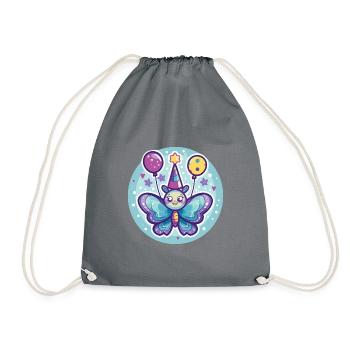Butterfly Birthday Baby - Drawstring Bag - grey - Front