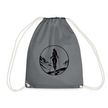 Nordic Walking Woman - Drawstring Bag - grey - Front