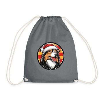 Border Collie Chien Noël Noël - Sac de sport léger - gris - Devant