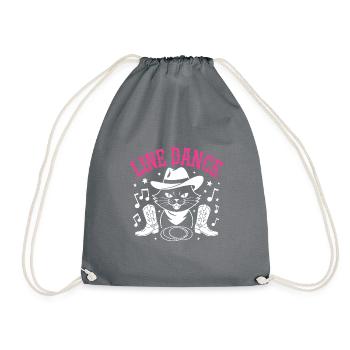 I love my cat and line dancing - Drawstring Bag - grey - Front