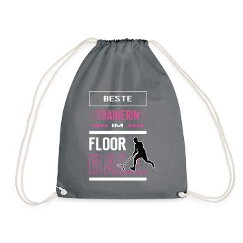 Floorball Beste Trainerin Danke Floorballtrainerin - Turnbeutel - Grau - Vorne