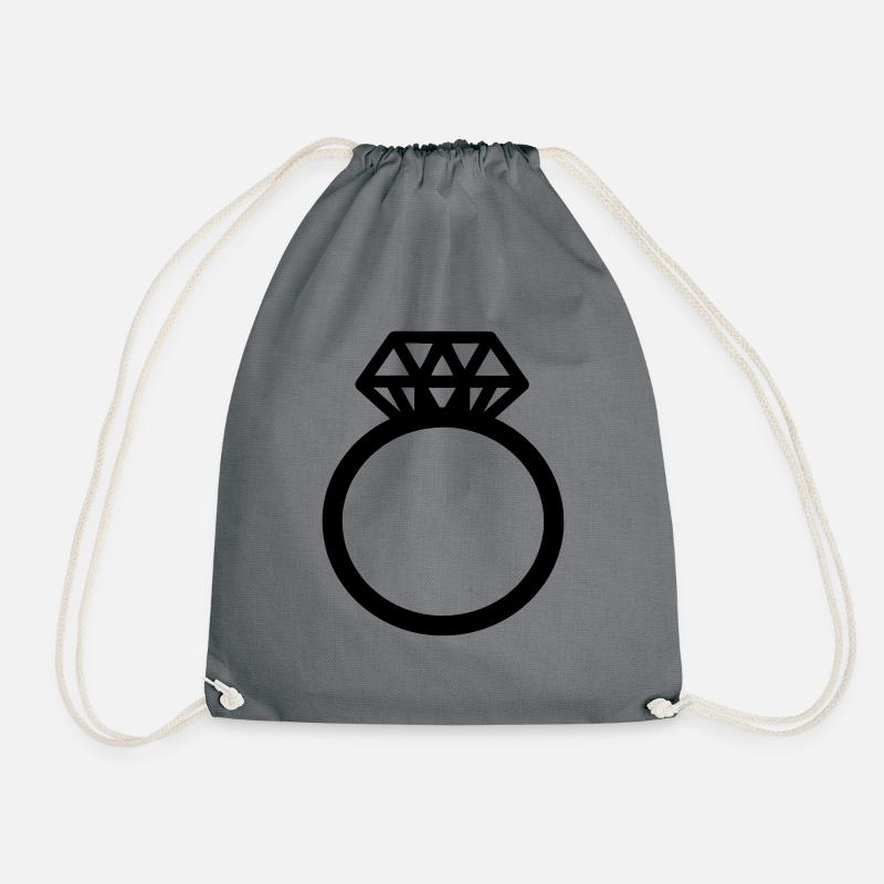 Verlobungsring Diamantring Ehering Motiv Clipart - Turnbeutel - Grau