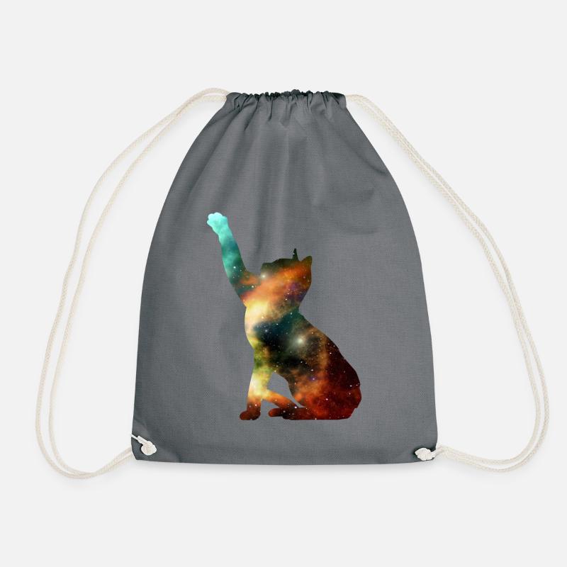 Cat galaxy - Drawstring Bag - grey