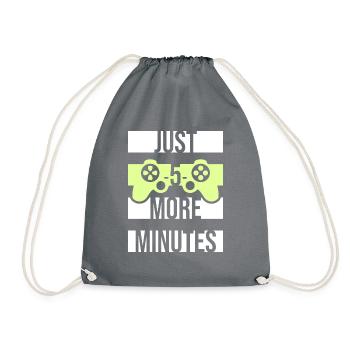 Funny Gamer Just Five More Minutes 5 Video Gaming - Drawstring Bag - grey - Front