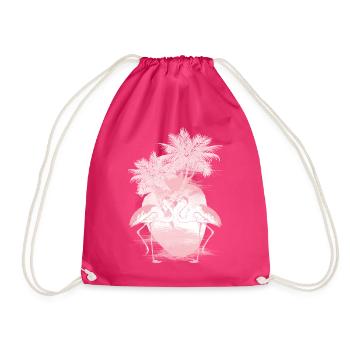 Palm Flamingos Summer Pink - Drawstring Bag - fuchsia - Front