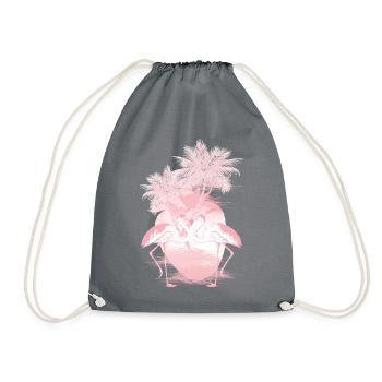 Palm Flamingos Summer Pink - Drawstring Bag - grey - Front