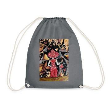 Mushrooom Lady - Drawstring Bag - grey - Front