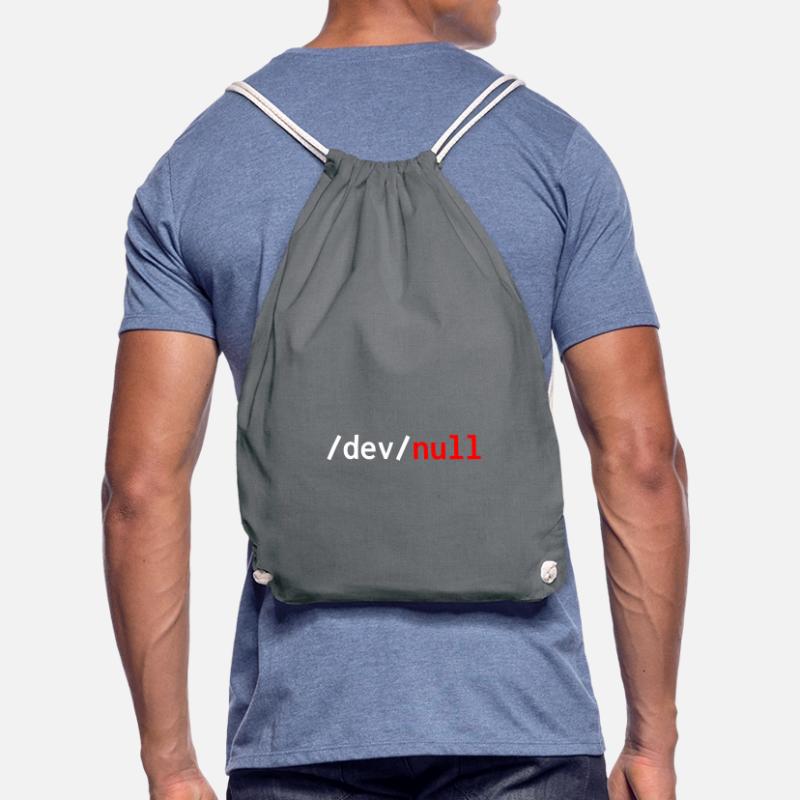 Dev null red web developer humor funny Drawstring Bag