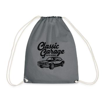 Retro Graphic Car Lover Car Mechanic Vehicle Techn - Drawstring Bag - grey - Front