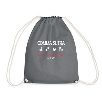 Funny Pun Comma Sutra - Drawstring Bag - grey - Front