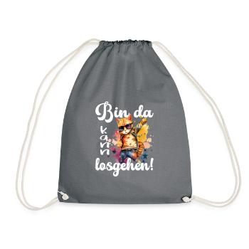 Bin da kann losgehen - Turnbeutel - Grau - Vorne