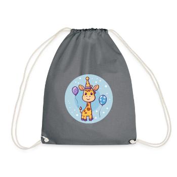 Giraffe Birthday Baby - Drawstring Bag - grey - Front