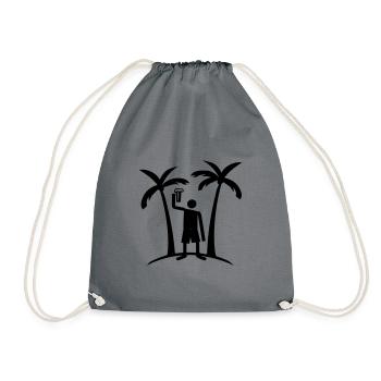 Palm Trees Island Symbol Party Funny - Drawstring Bag - grey - Front
