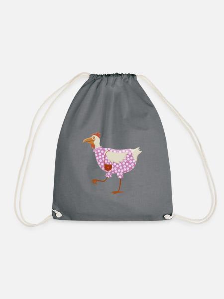 Huhn im Kleid - Turnbeutel - Grau