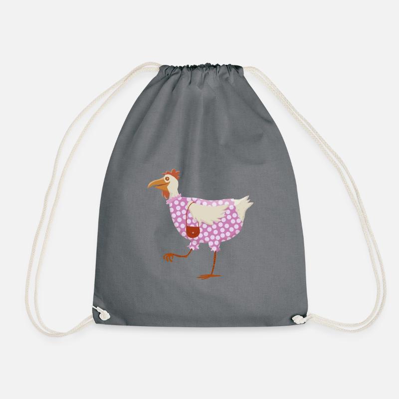 Huhn im Kleid - Turnbeutel - Grau